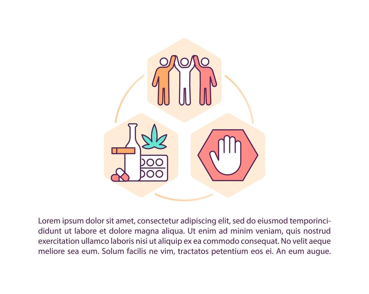 ícones de linha de conceito de centro de reabilitação com texto. modelo de vetor de página ppt com espaço de cópia. folheto, revista, elemento de design de boletim informativo. ilustrações lineares de tratamento de saúde em branco