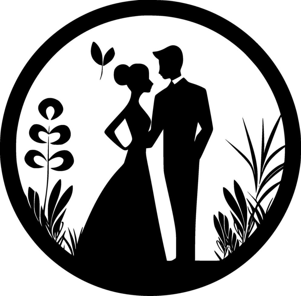 Casamento - Preto e branco isolado ícone - vetor ilustração