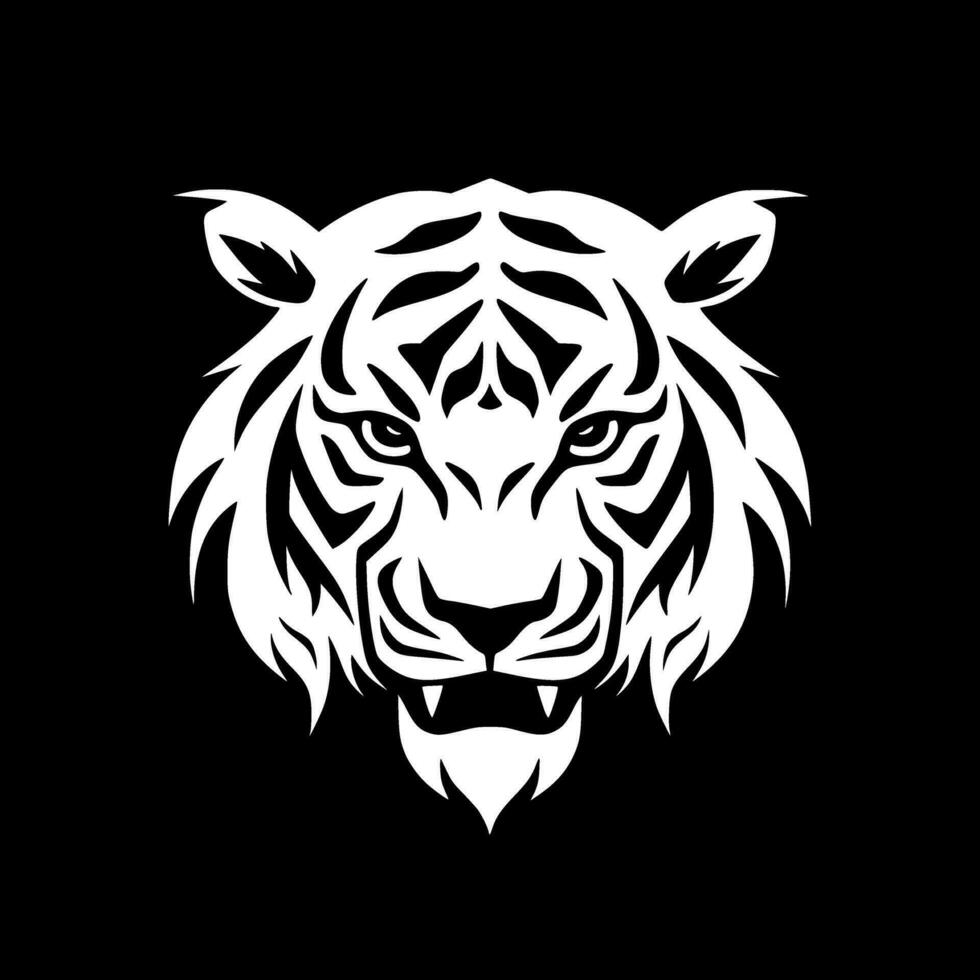 tigre - Preto e branco isolado ícone - vetor ilustração