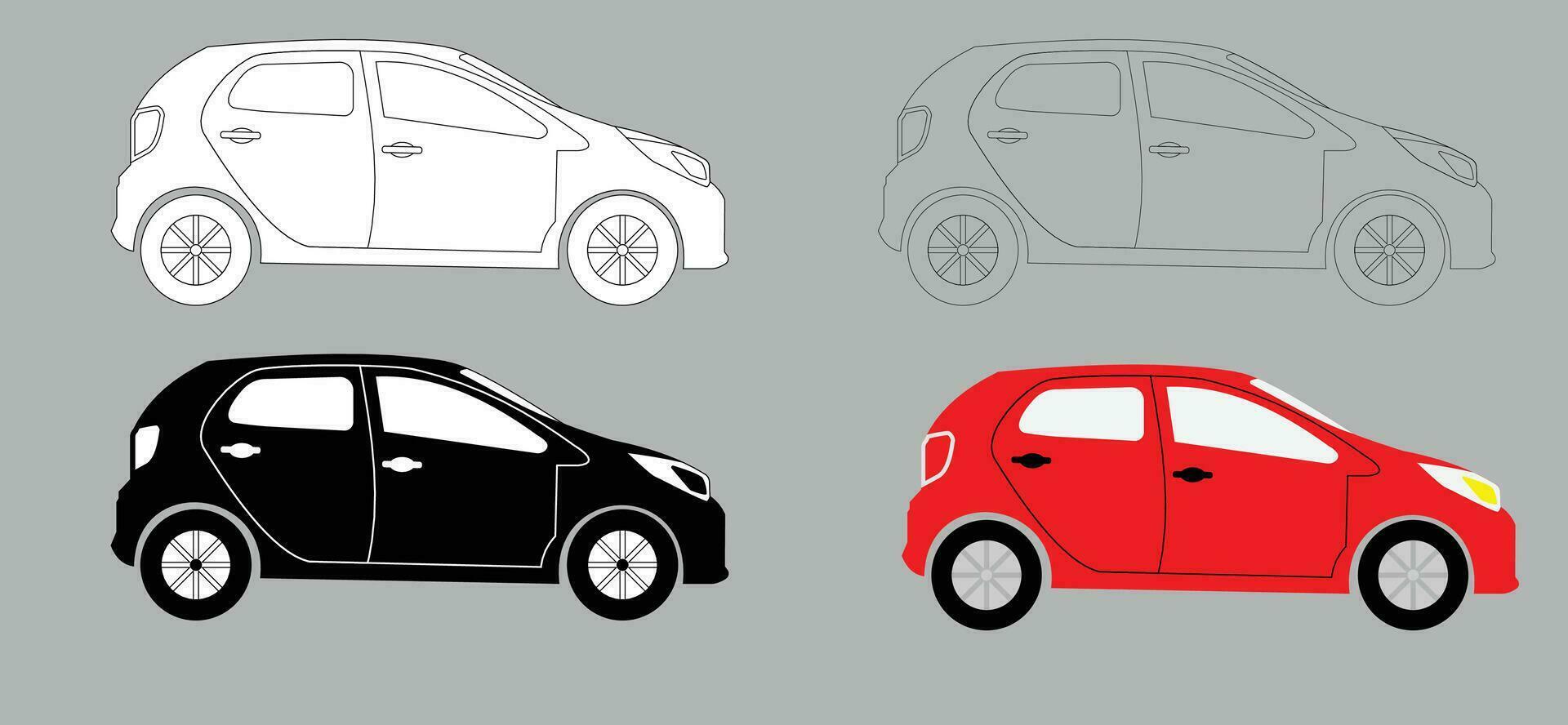 ilustração vetor do plano Projeto carro, silhueta carro, contorno carro