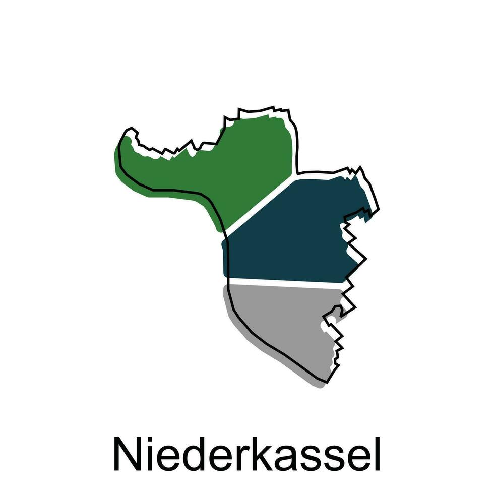 mapa do niederkassel geométrico colorida ilustração Projeto modelo, Alemanha país mapa em branco fundo vetor
