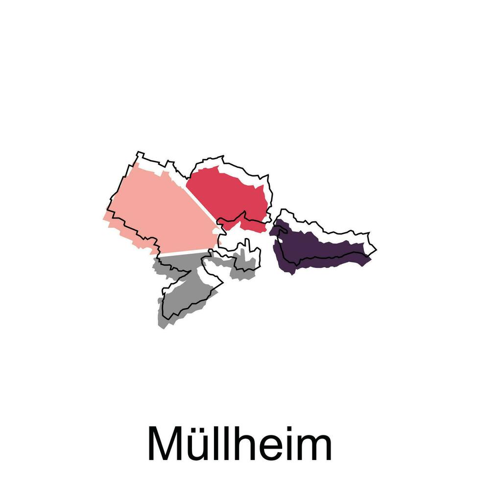 mullheim cidade mapa. vetor mapa do alemão país Projeto modelo com esboço gráfico colorida estilo em branco fundo