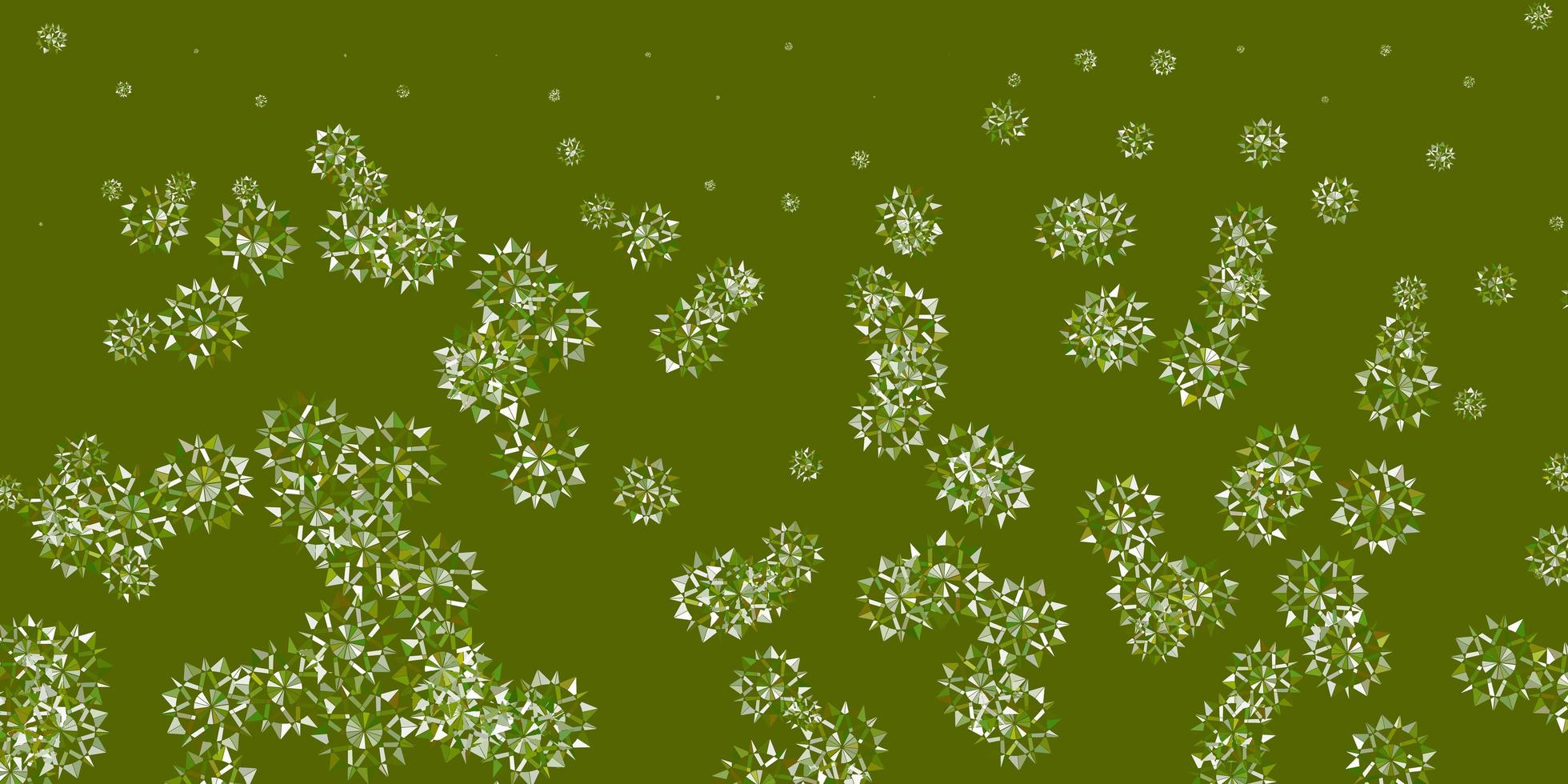layout de vetor verde claro com flocos de neve lindos.