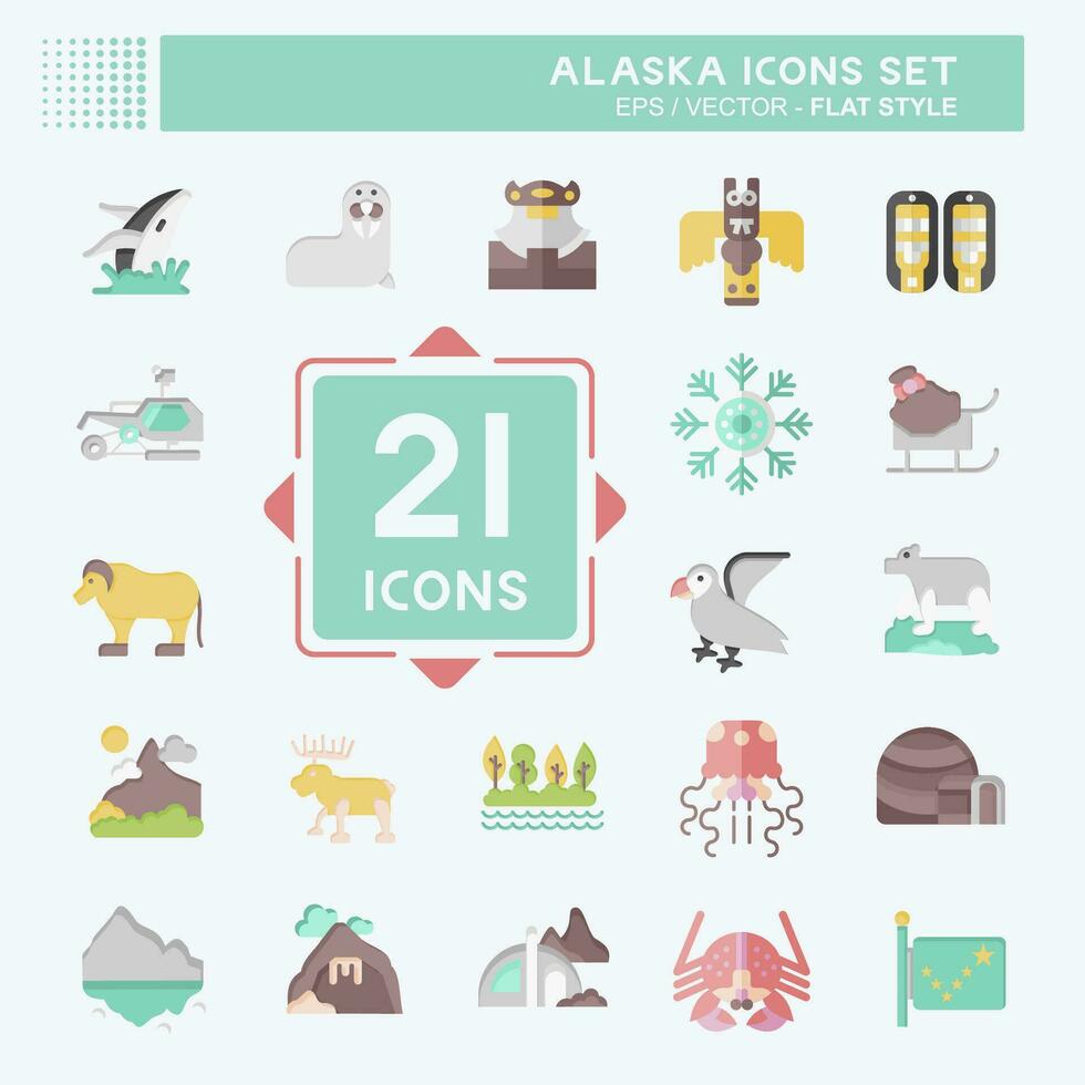 ícone conjunto Alaska. relacionado para Educação símbolo. plano estilo. simples Projeto editável. simples ilustração vetor