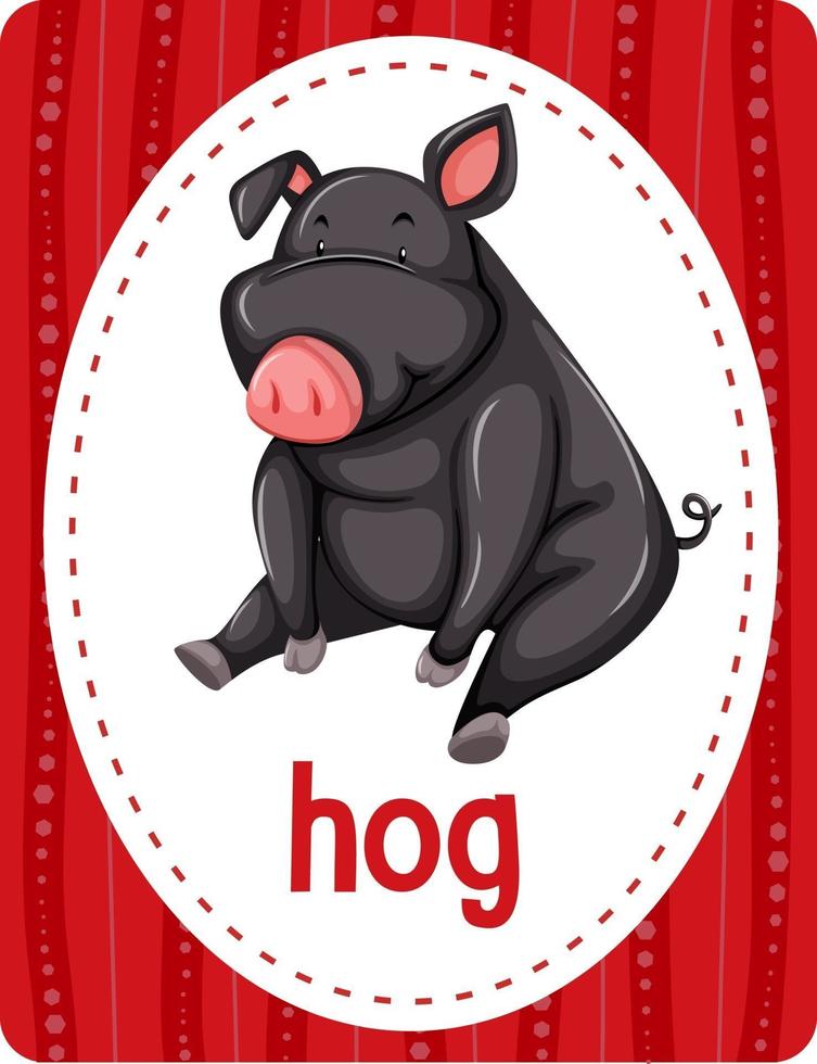 vocabulário flashcard com palavra porco vetor