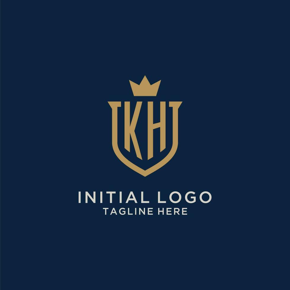 kh inicial escudo coroa logotipo vetor