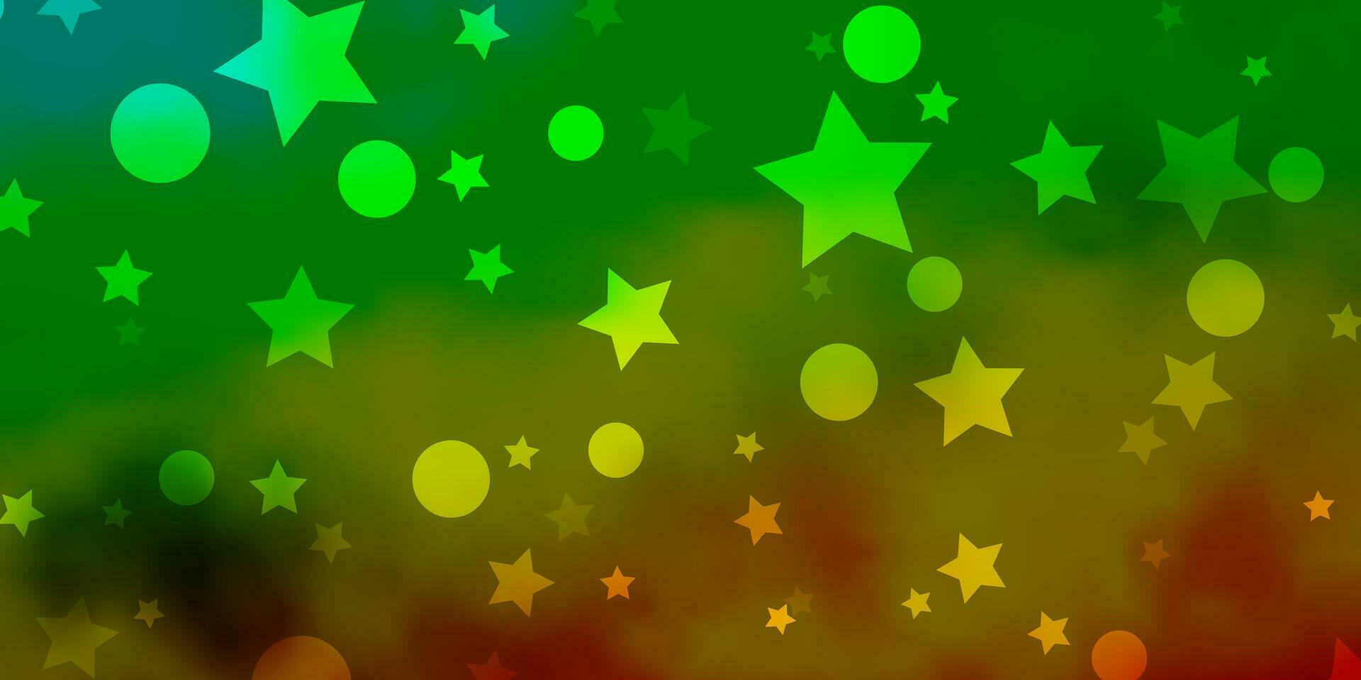 luz verde, padrão de vetor amarelo com círculos, estrelas.