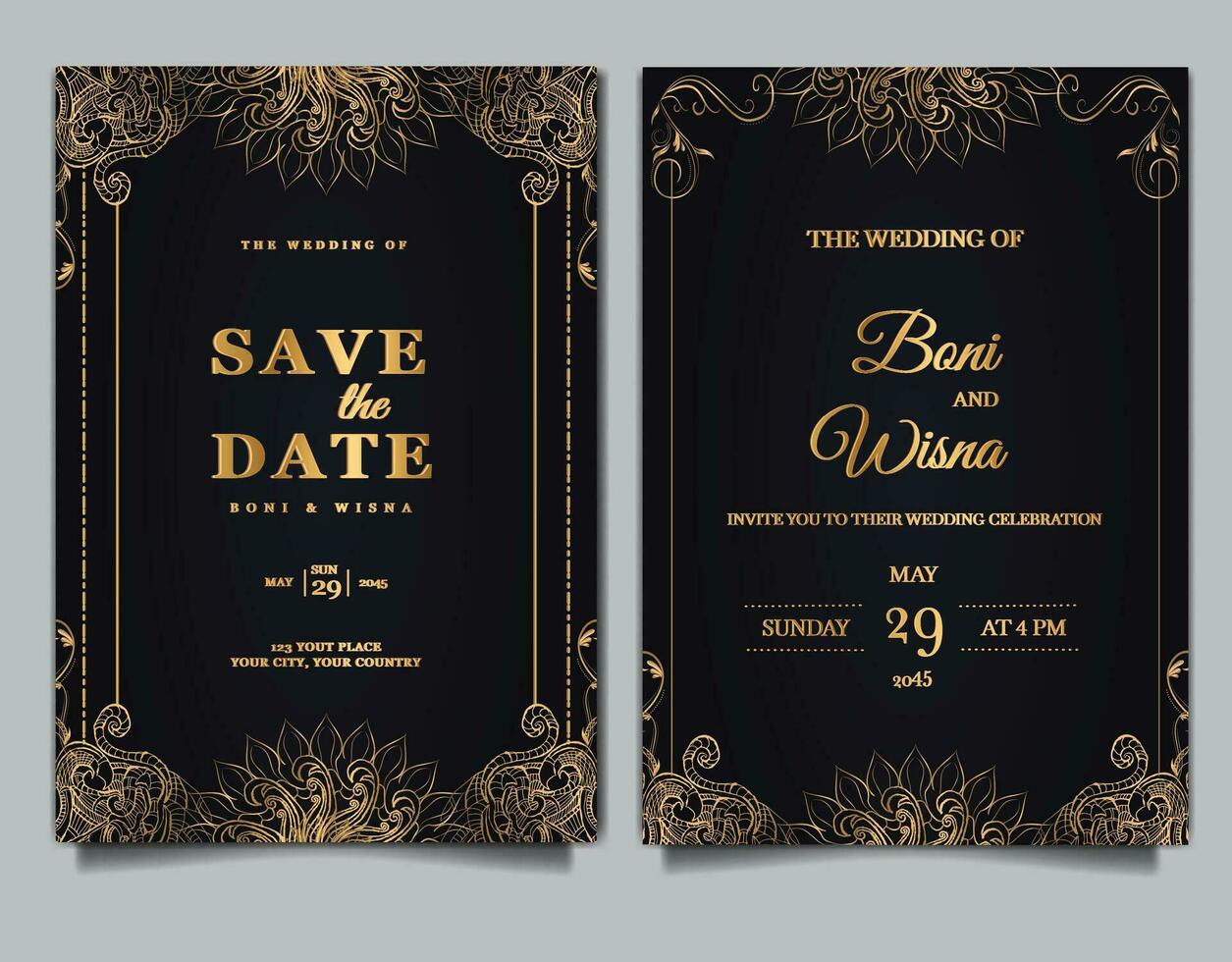 luxo elegante Casamento convite cartão Projeto conjunto vetor