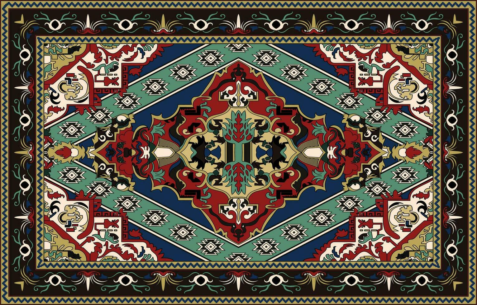 colorida ornamental vetor Projeto para tapete, tapis, ioga esteira. geométrico étnico clipart. árabe ornamental tapete com decorativo elementos.persian tapete