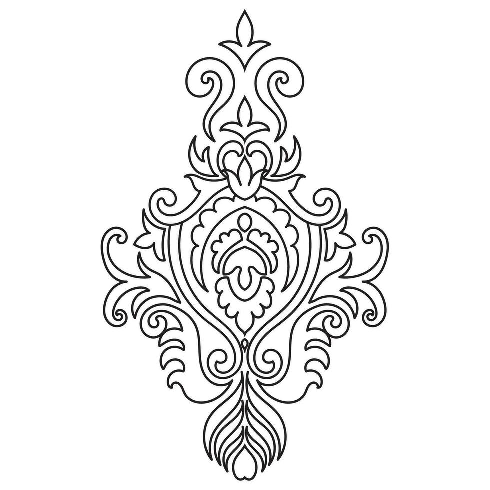 tapete componentes. Preto listras. tapete oriental enfeite com floral motivos. indiano Projeto elemento para hena tatuagem, adulto coloração livro, cumprimento cartão, Casamento convite ou spa beleza folheto. vetor