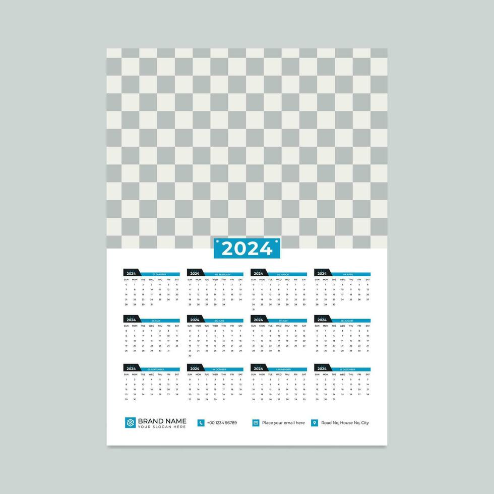 anual calendário modelo para 2024 ano. moderno Projeto 2024 calendário modelo vetor