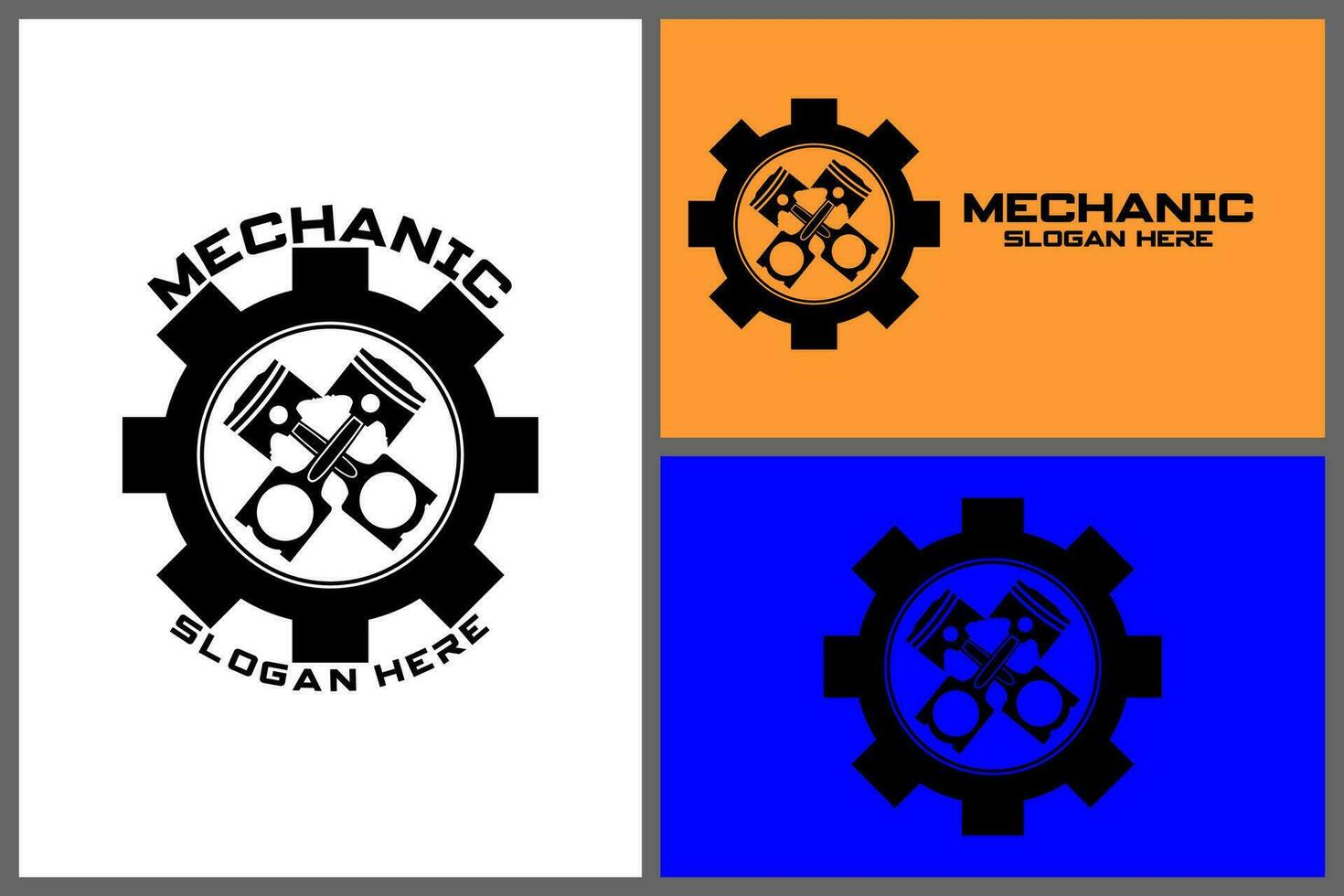 mecânico logotipo. combinação do engrenagens e pistões. perfeito logotipo para auto partes loja, carro ou motocicleta relacionado o negócio e mais. vetor