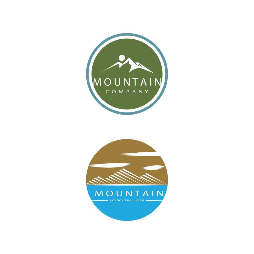 Vetor de design de logotipo simples de paisagem de montanha moderna, silhueta de pico de montagem no topo de gelo rochoso