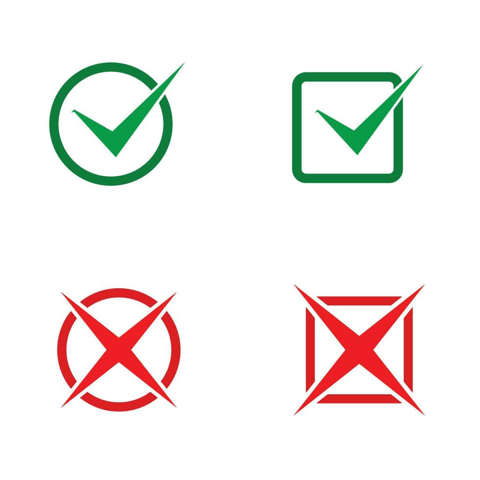 Verifica marca ícone conjunto vetor dentro simples plano estilo