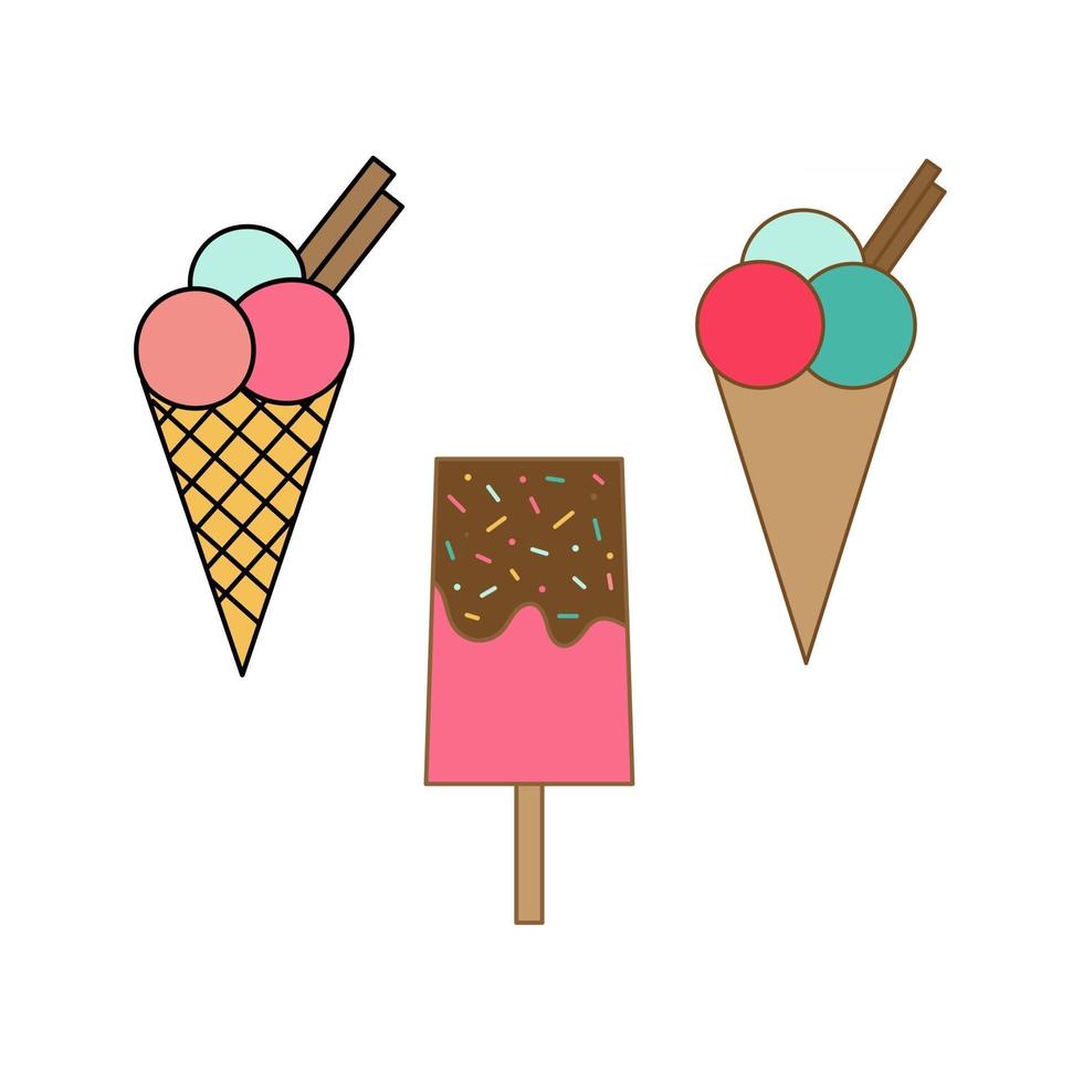 conjunto de ícones de vetor plana de sorvete