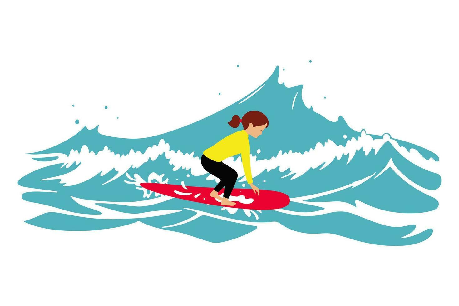 surfar em uma onda dentro a oceano. surfar cavaleiro em grande ondas. surfista vetor ilustração Projeto para t camisa impressão ou clube bandeira.