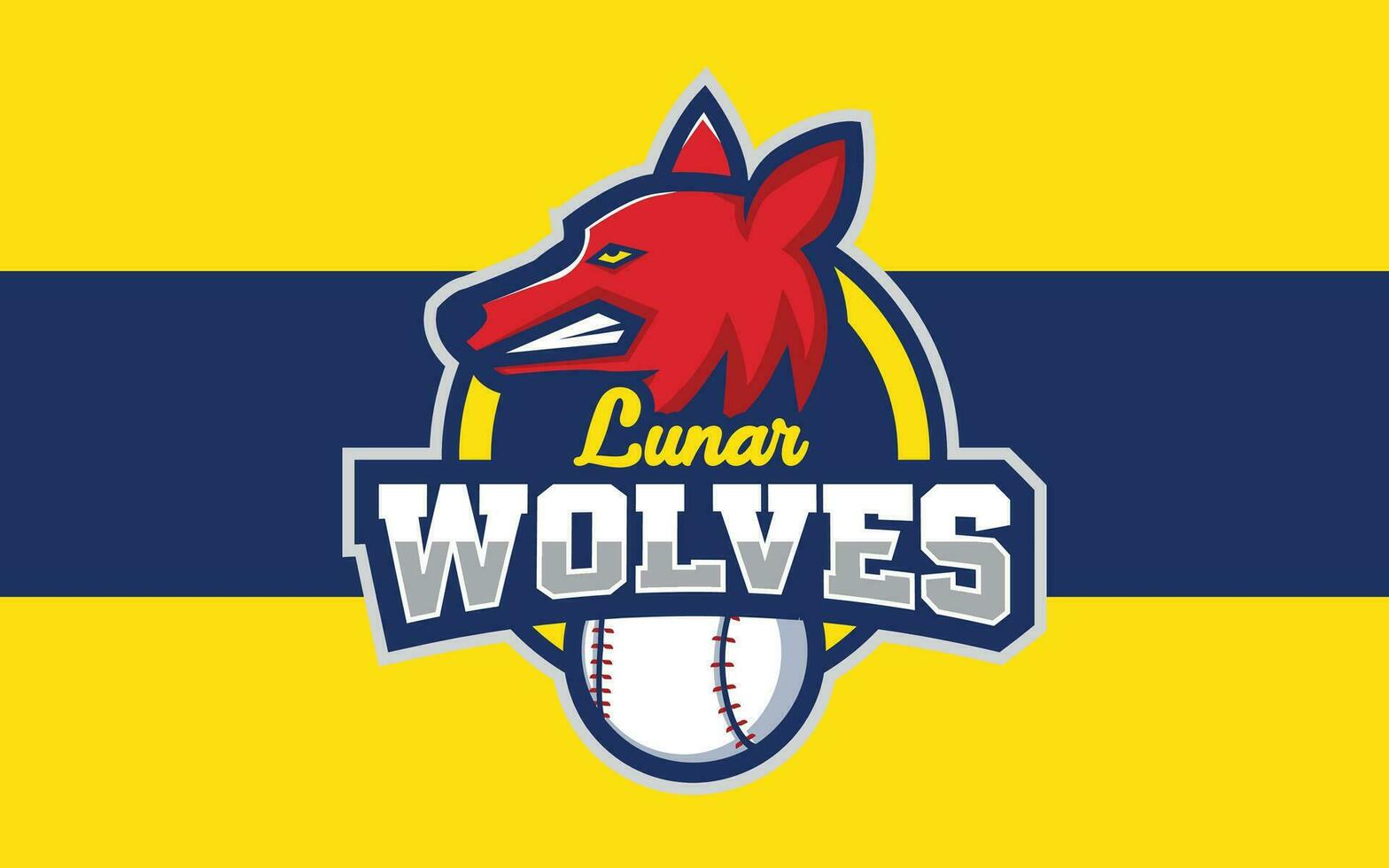 lunar Lobo mascote beisebol logotipo, moderno profissional emblema para beisebol equipe vetor