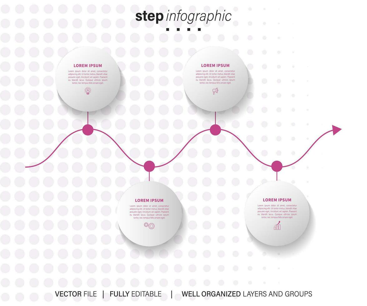 infográfico modelo para negócios. 4 passos moderno Linha do tempo diagrama com estrada viagem conceito, apresentação vetor infográfico.