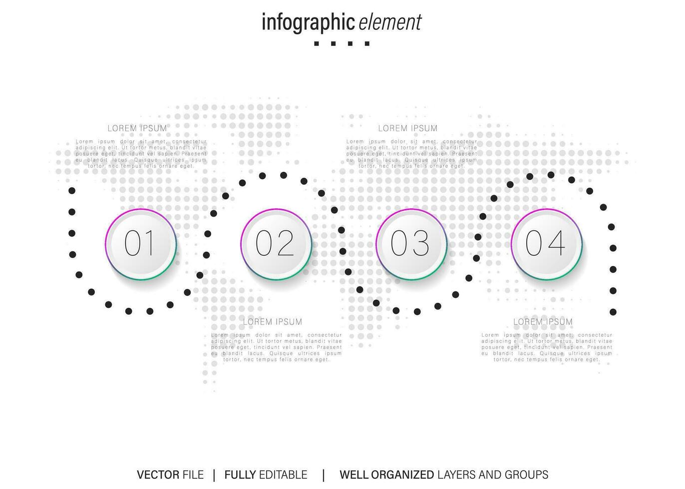 vetor infográfico seta Projeto com 4 opções ou passos. infográficos para o negócio conceito. pode estar usava para apresentações bandeira, fluxo de trabalho disposição, processo diagrama, fluxo gráfico, informação gráfico