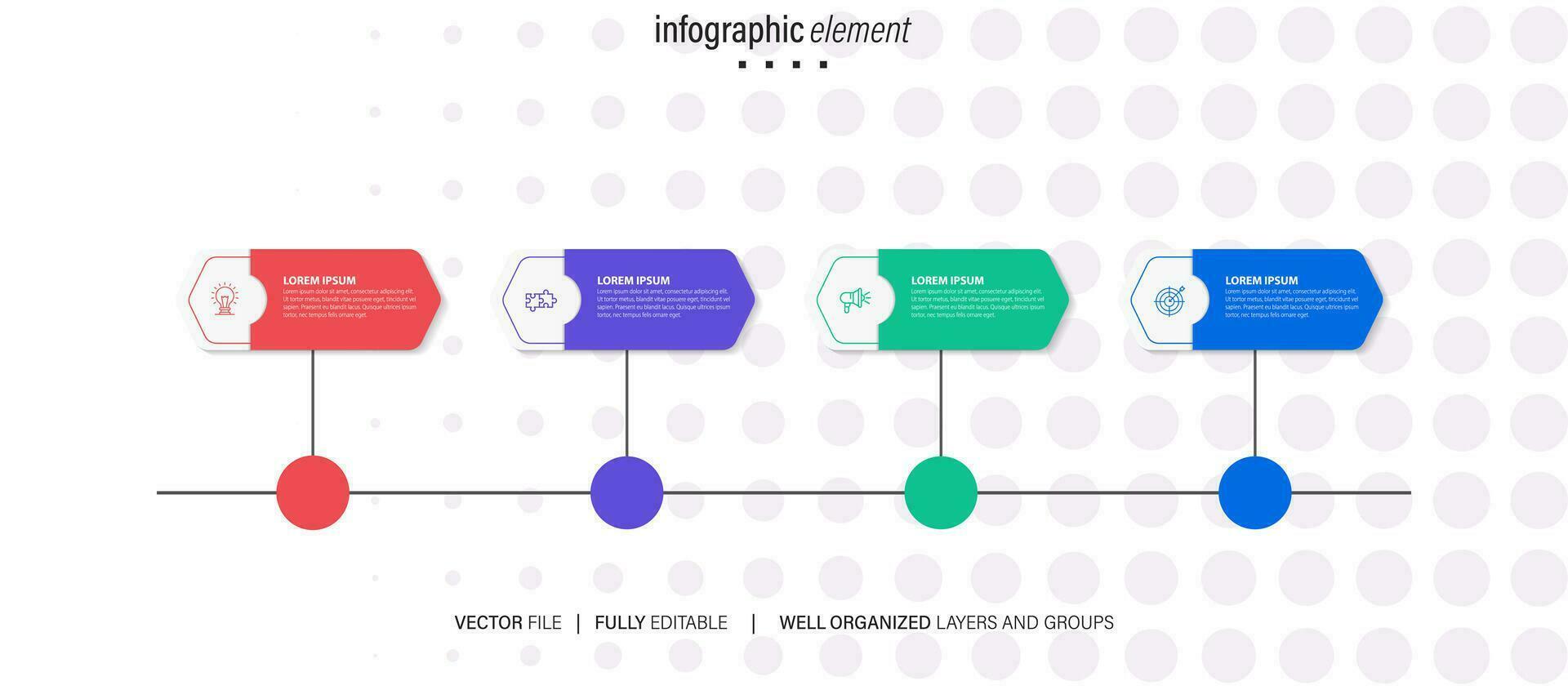 circular disposição diagrama com 4 Lista do passos, circular disposição diagrama infográfico elemento modelo vetor