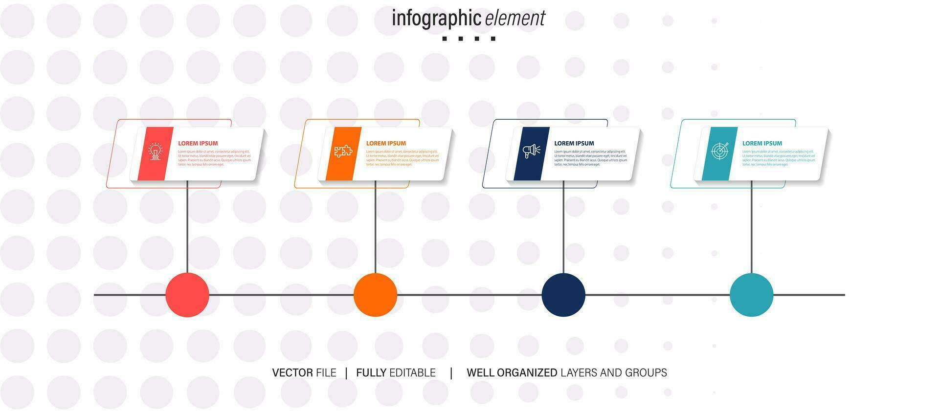 moderno 3d infográfico modelo com 4 passos. o negócio círculo modelo com opções para folheto, diagrama, fluxo de trabalho, Linha do tempo, rede Projeto. vetor eps 10