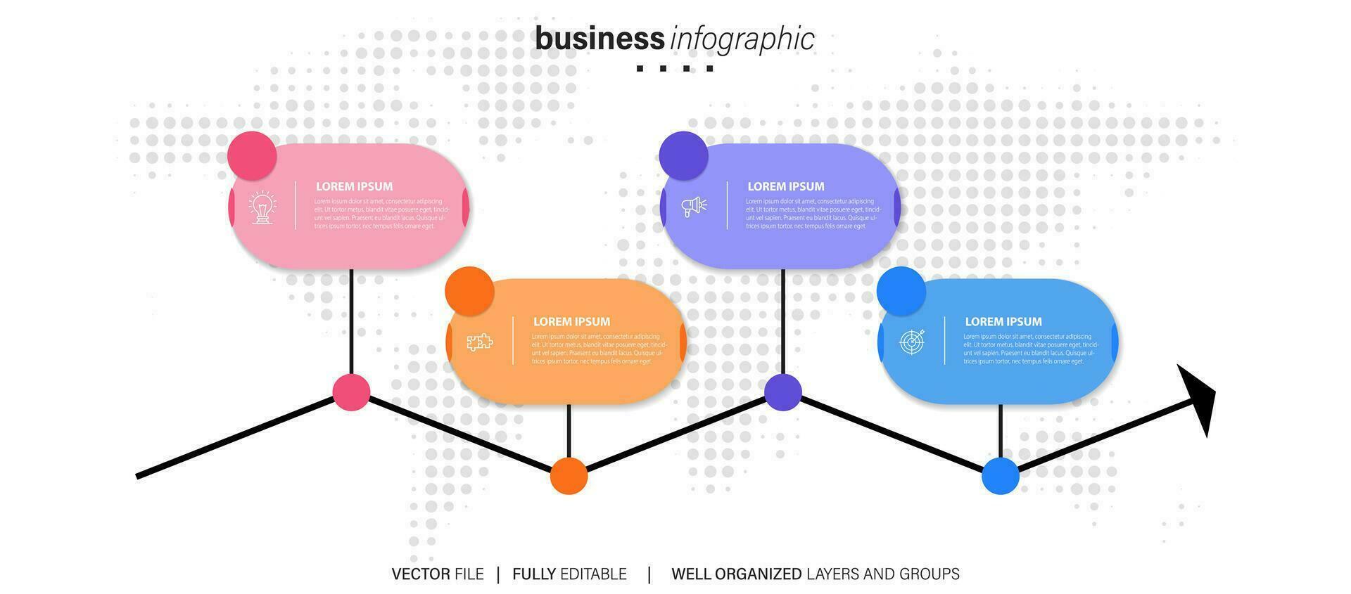 infográfico Projeto modelo. Linha do tempo conceito com 4 passos vetor