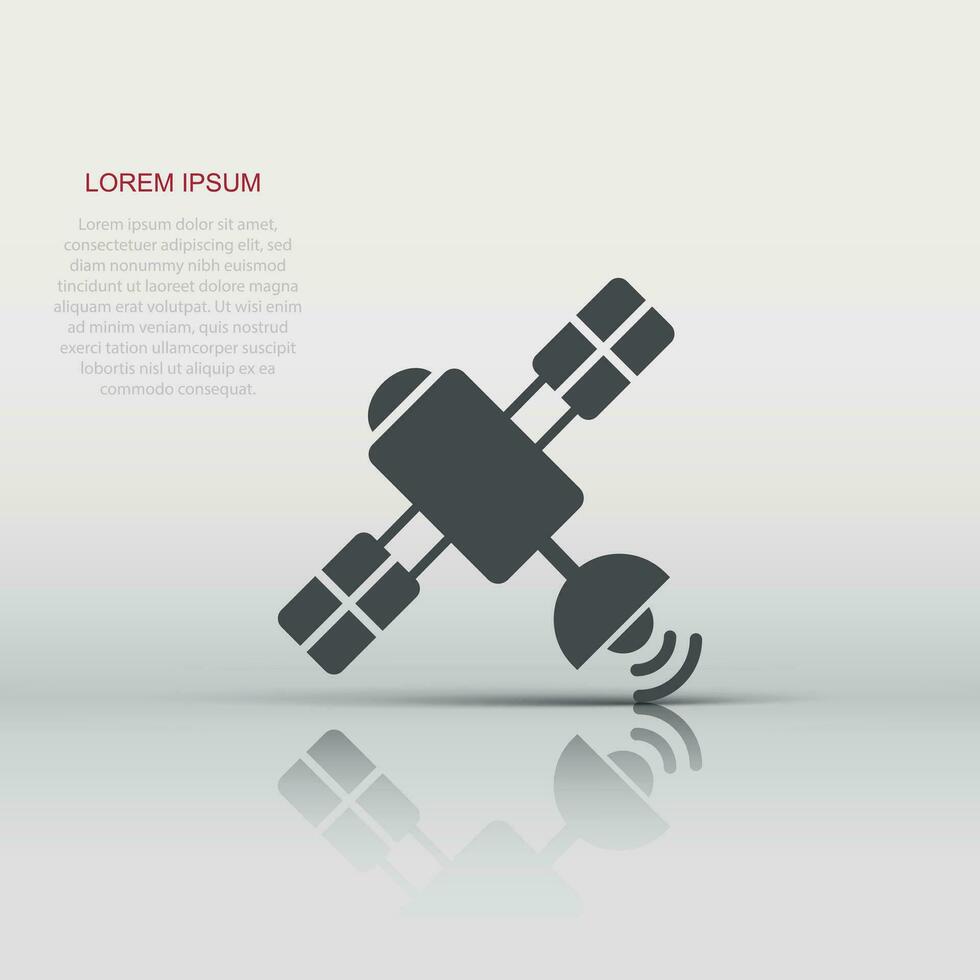 ícone de satélite em estilo simples. ilustração em vetor sputnik em fundo branco isolado. conceito de negócio de sinal de transporte espacial.