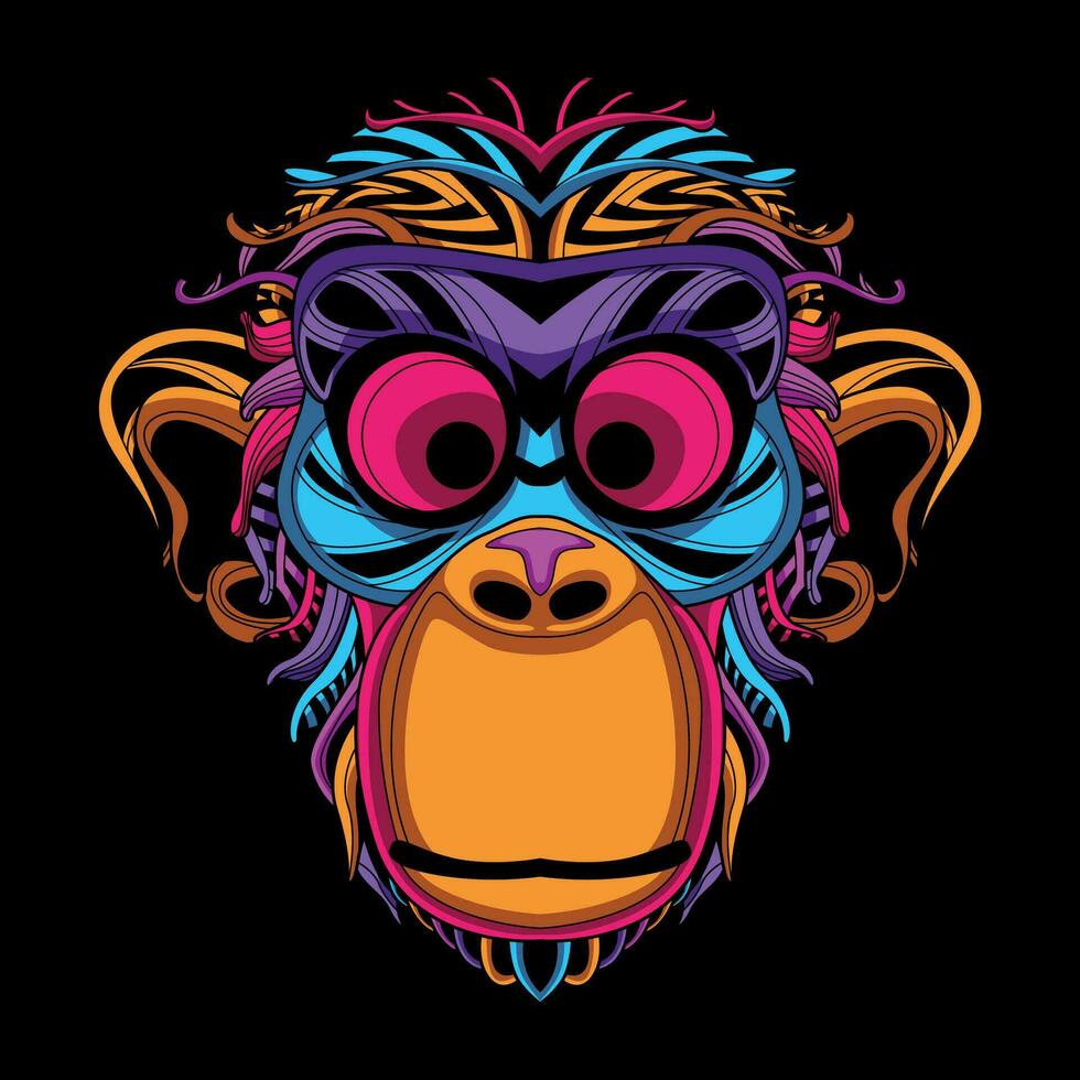 macaco face padronizar obra de arte ilustração vetor