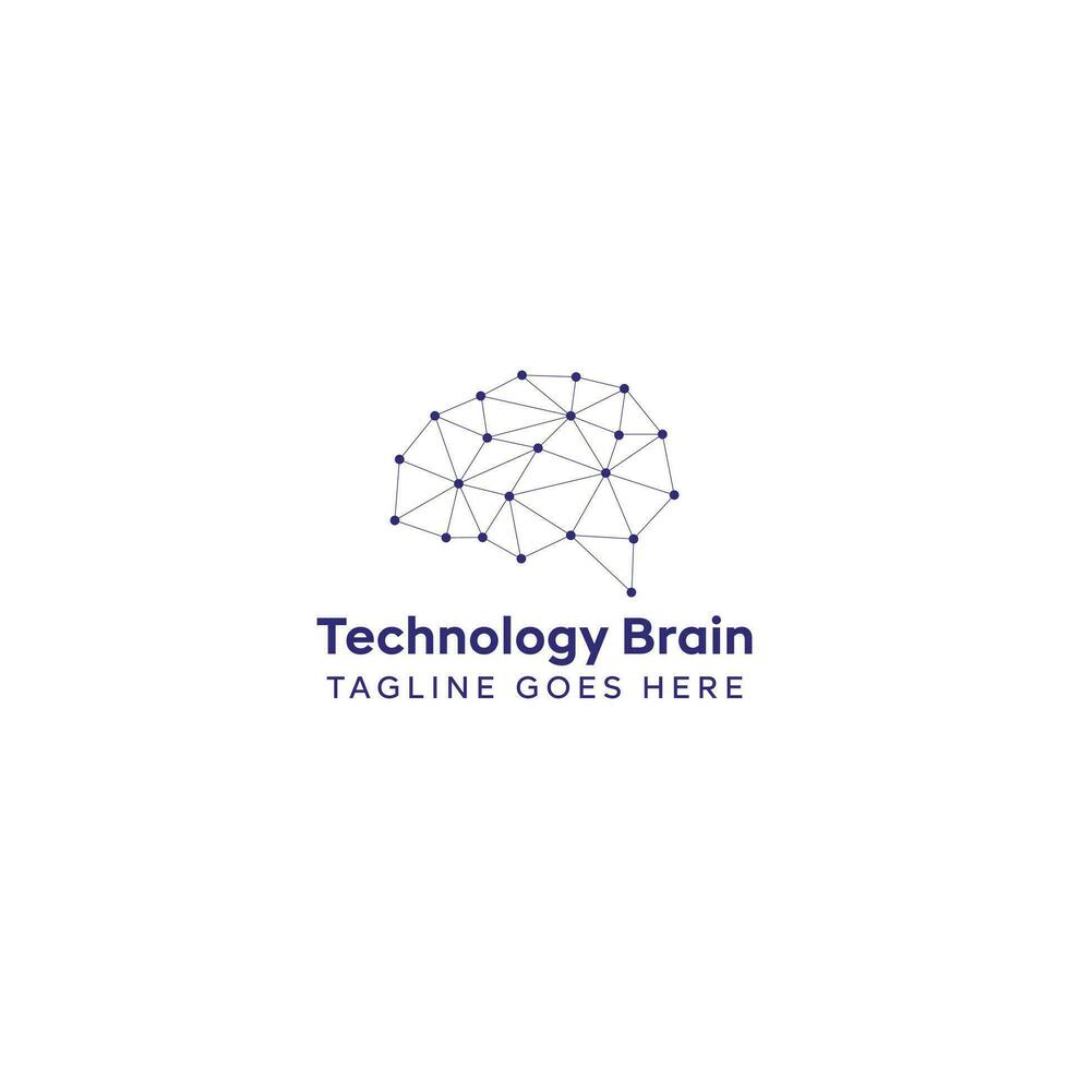 cérebro logotipo com tecnologia Projeto vetor