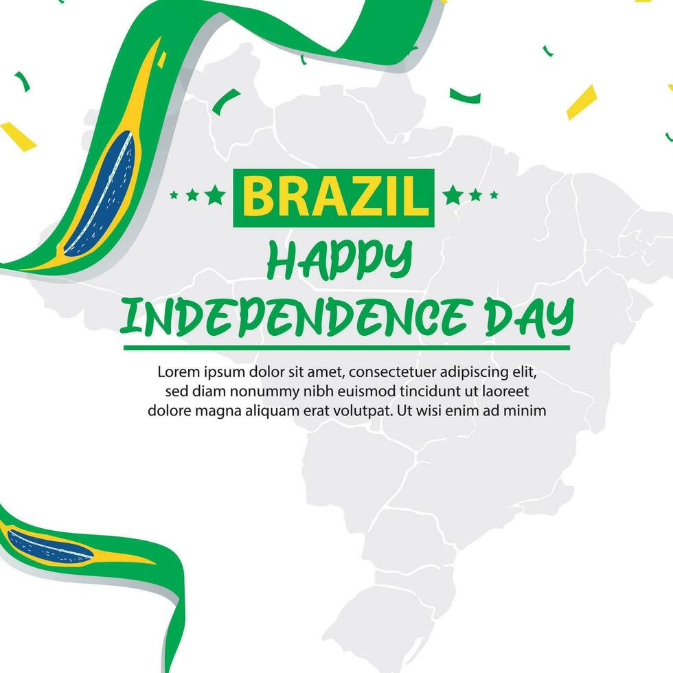 Brasil independência dia 7 setembro celebração vetor modelo bandeira, social meios de comunicação publicar, folheto ou cumprimento cartão com amarelo verde tema e bandeira. vetor ilustração