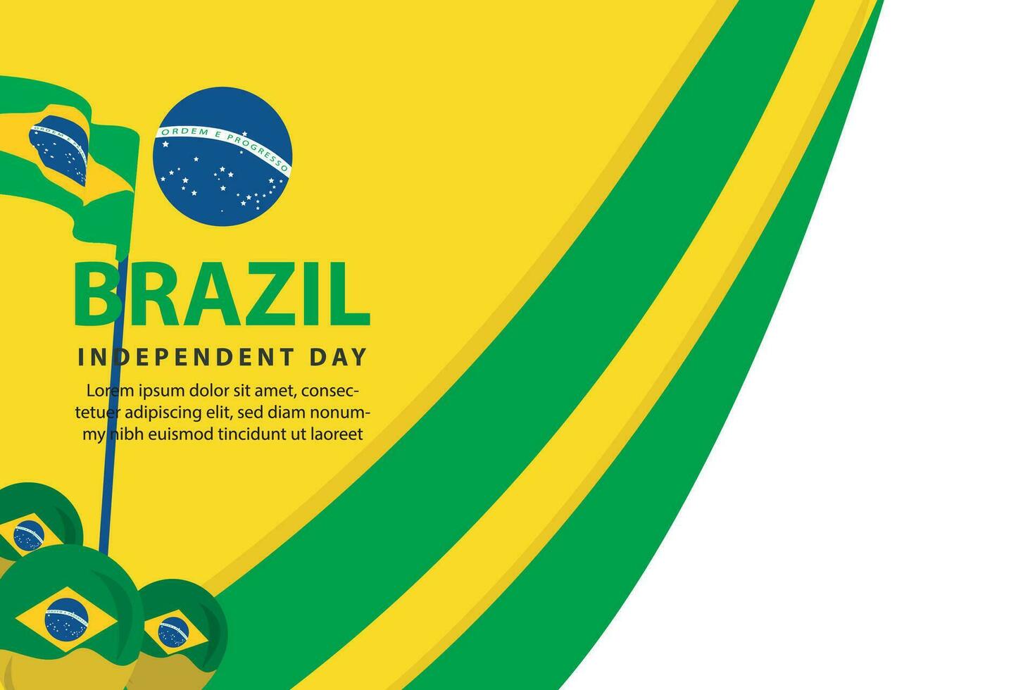 Brasil independência dia 7 setembro celebração vetor modelo bandeira, social meios de comunicação publicar, folheto ou cumprimento cartão com amarelo verde tema e bandeira. vetor ilustração