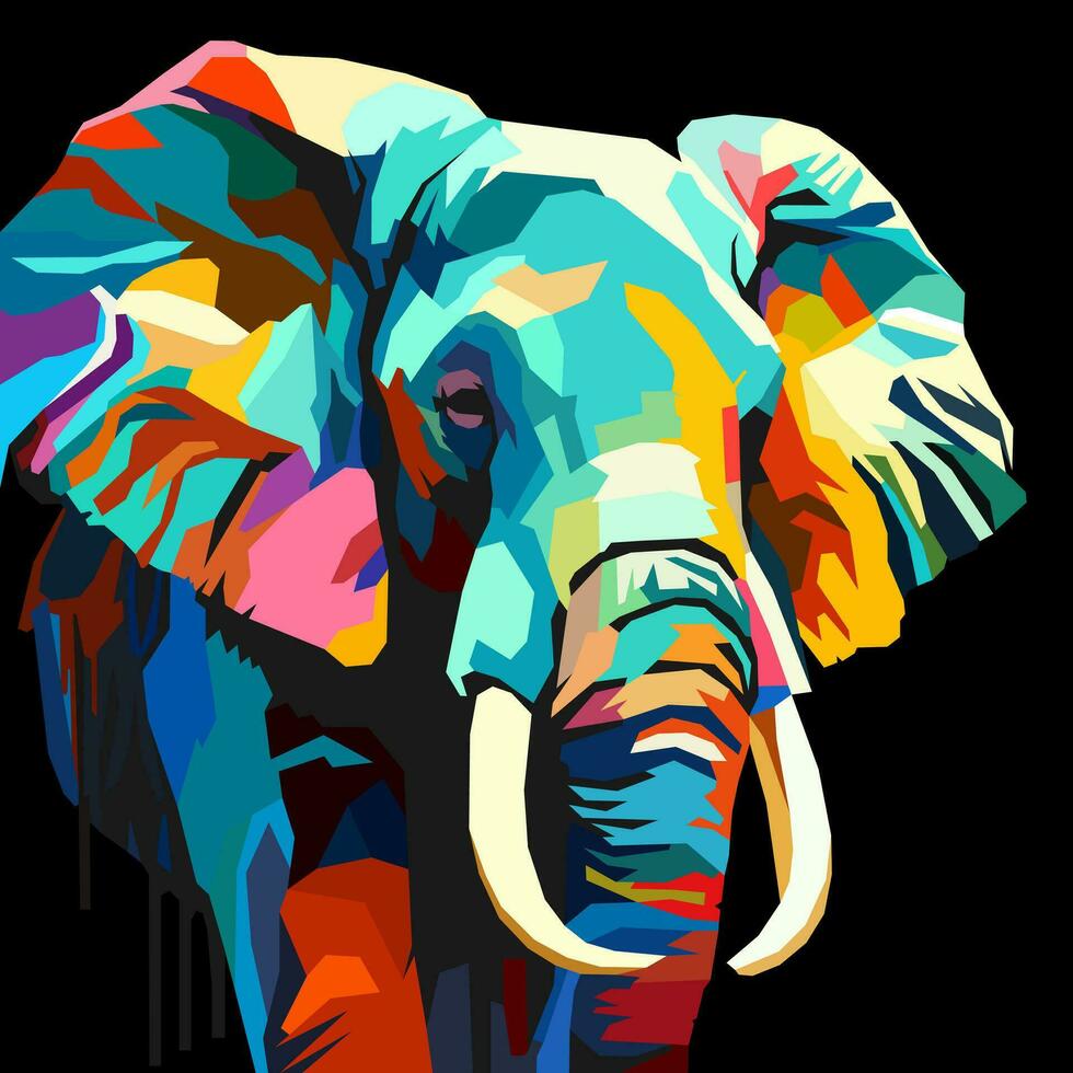 adulto elefante desenhado usando wpap arte estilo, pop arte, vetor ilustração.