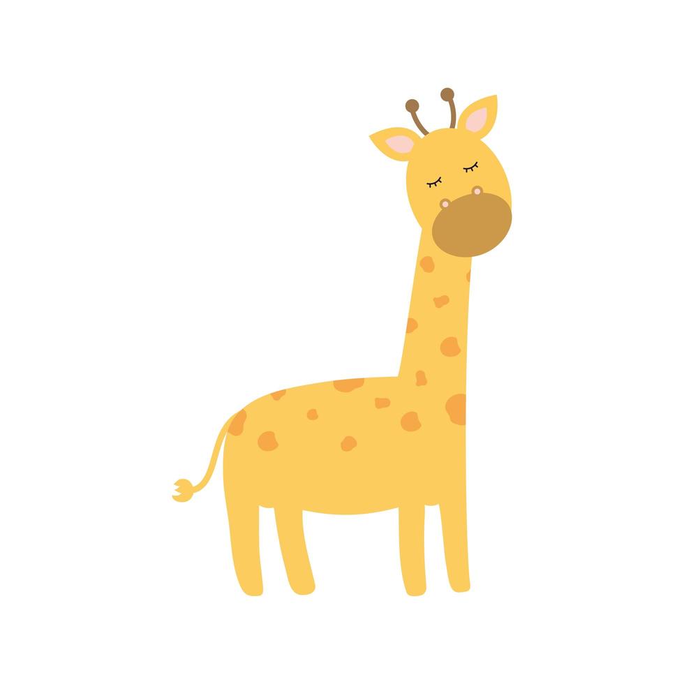 girafa fofa em um fundo branco vetor