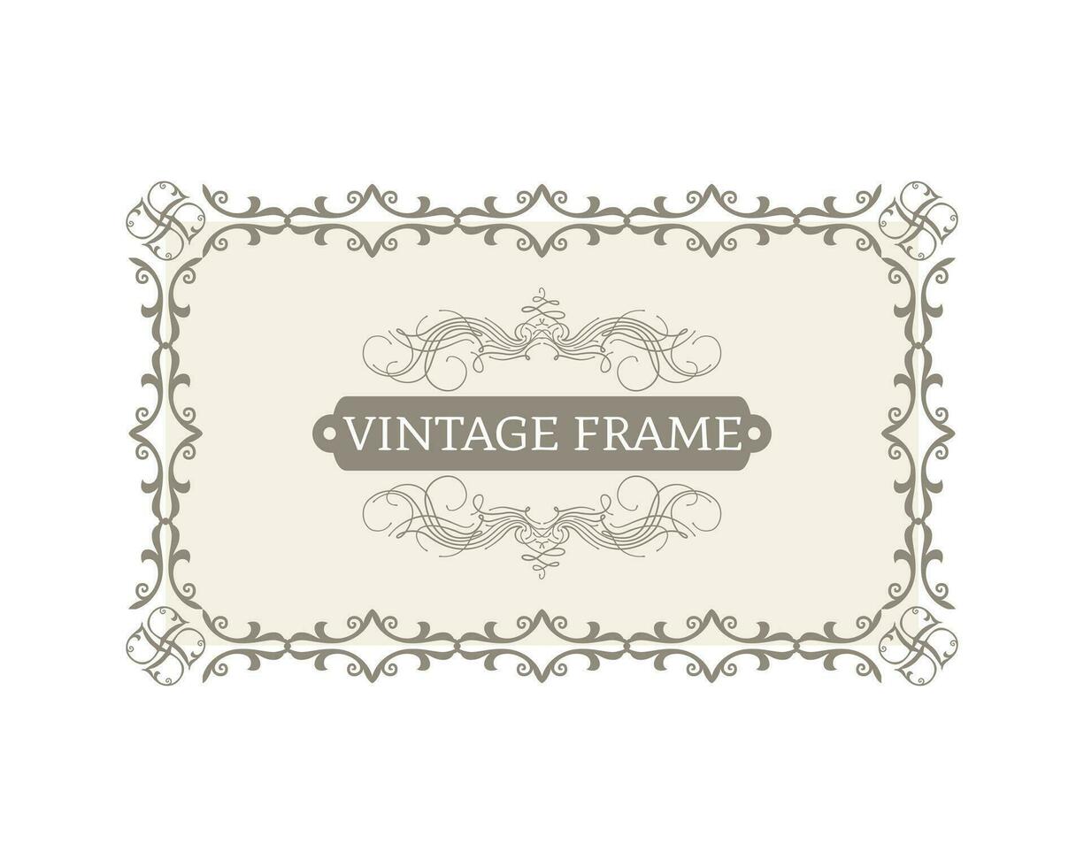 vintage enfeite vetor cumprimento cartão modelo. retro convite, publicidade e espaço para texto. decorativo quadro. vetor