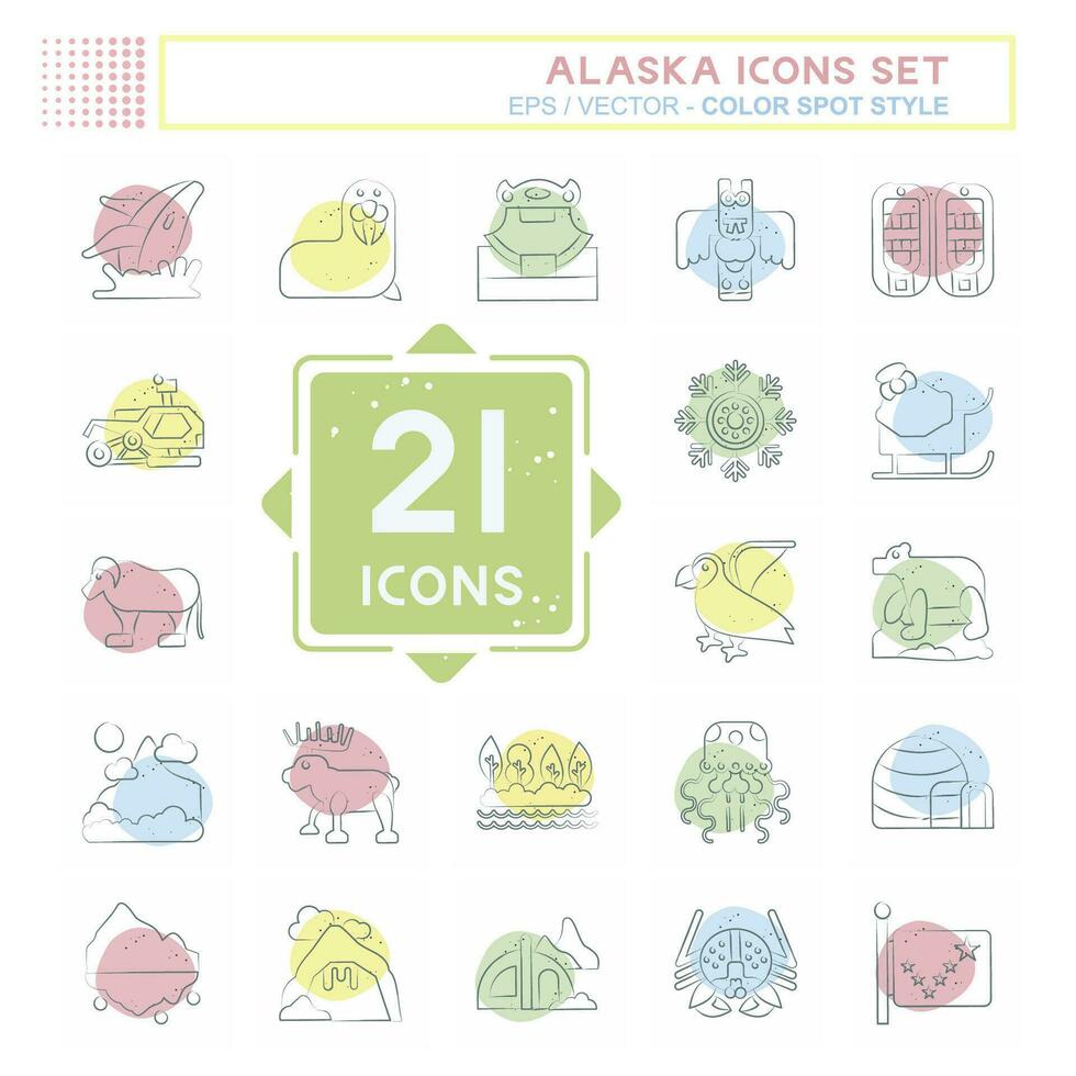 ícone conjunto Alaska. relacionado para Educação símbolo. cor local estilo. simples Projeto editável. simples ilustração vetor
