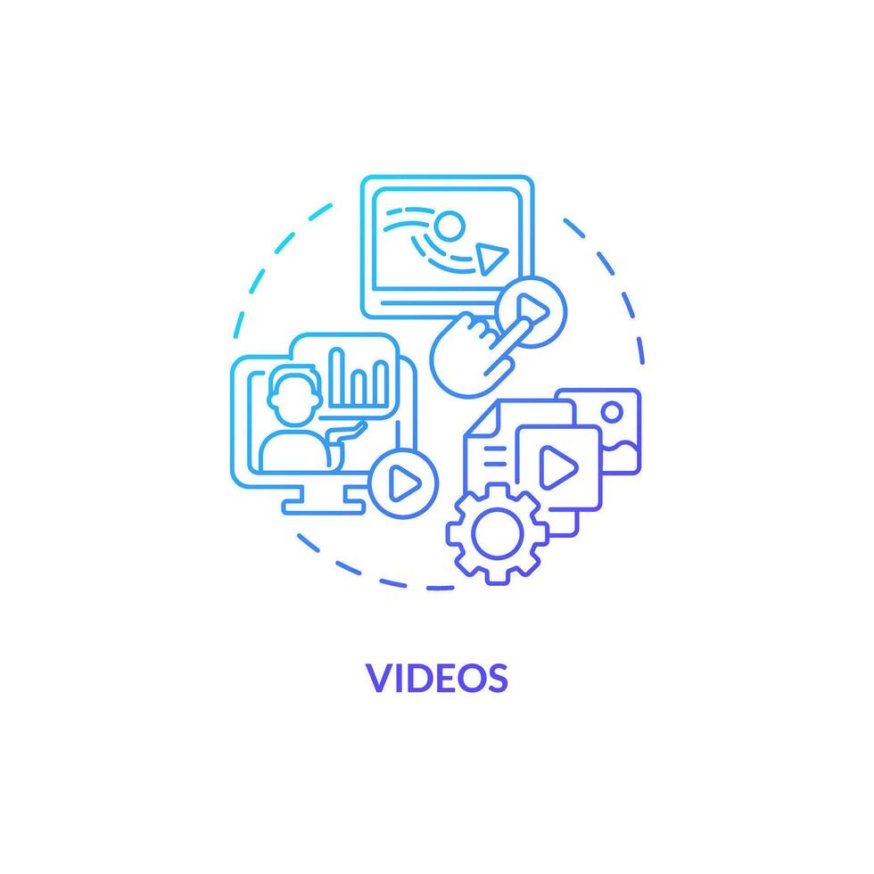 azul gradiente videos fino linha ícone conceito, isolado vetor, ilustração representando conhecimento gerenciamento. vetor