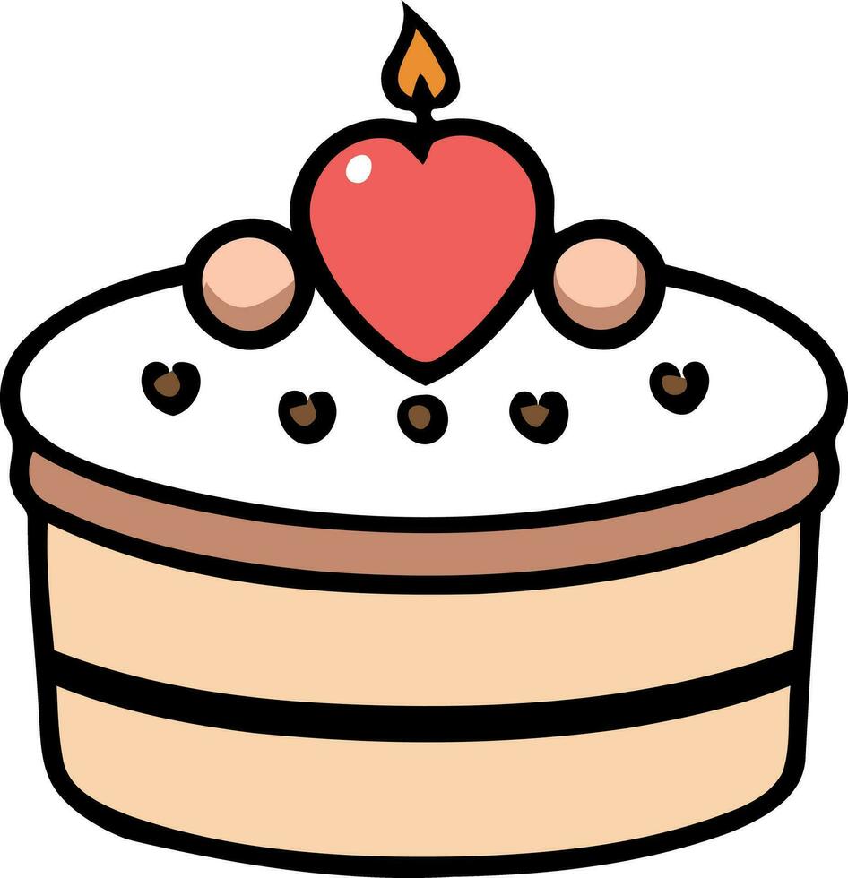 aniversário, casamento, azedo bolo com vela dentro plano cor vetor Projeto dentro branco fundo