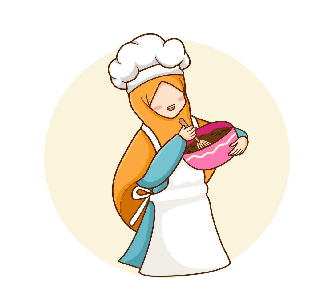 muslimah chefe de cozinha logotipo vetor