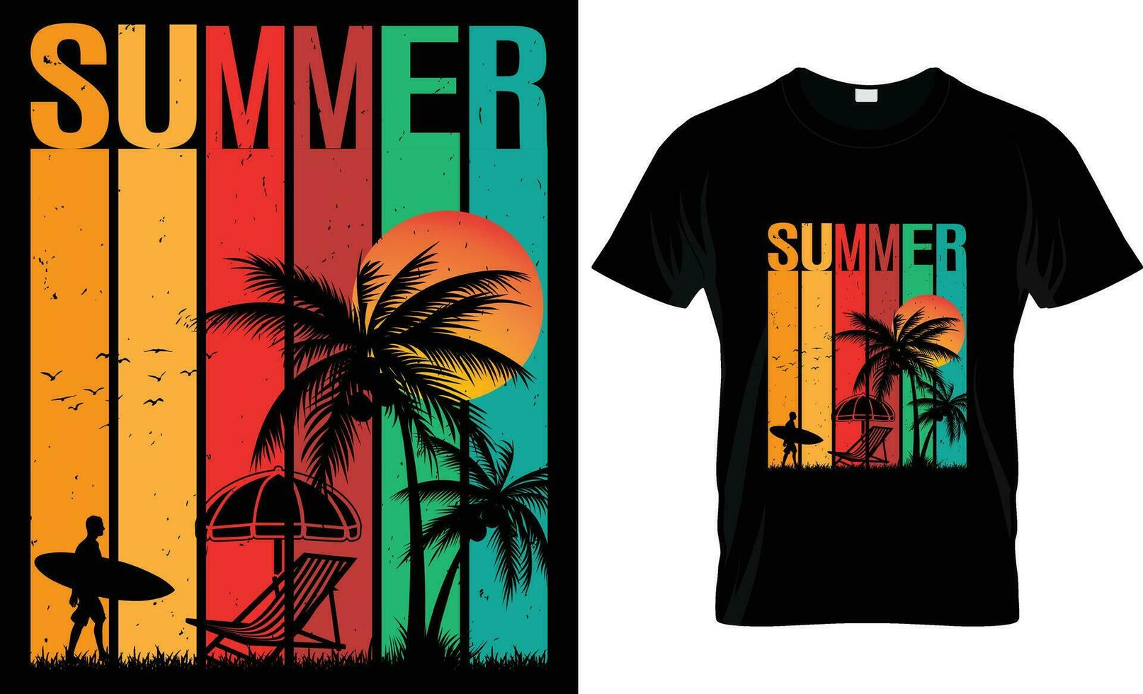verão vibrações feriado tropical praia, surf, mar praia,, tipografia retro vintage camiseta Projeto vetor
