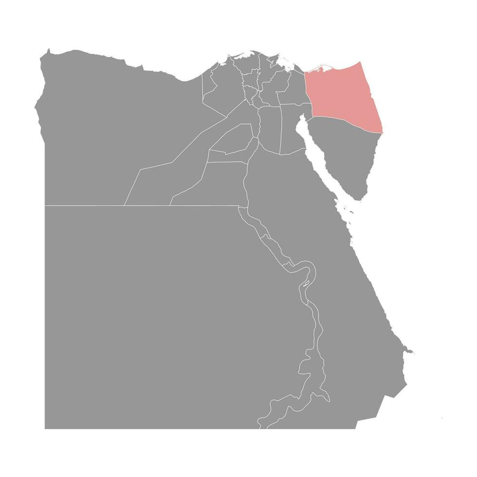 norte Sinai governadoria mapa, administrativo divisão do Egito. vetor ilustração.