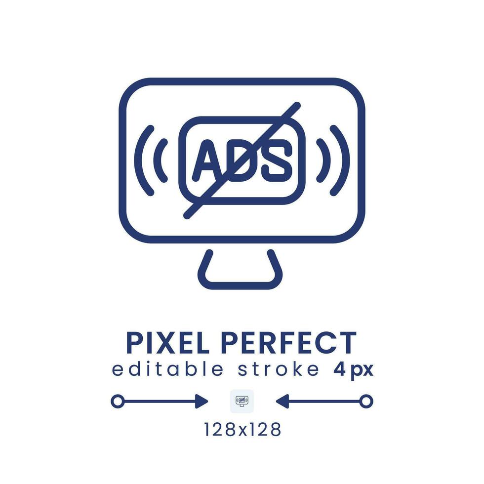anúncio grátis transmissão linear Área de Trabalho ícone. ininterrupto visualização. Acesso pagamento. pixel perfeito 128x128, esboço 4 px. gui, ux Projeto. isolado do utilizador interface elemento para local na rede Internet. editável acidente vascular encefálico vetor
