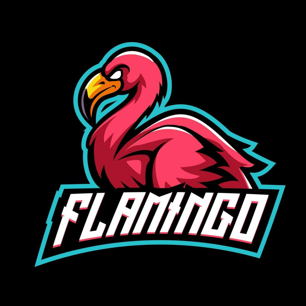 flamingo pássaro mascote. esporte logotipo Projeto vetor