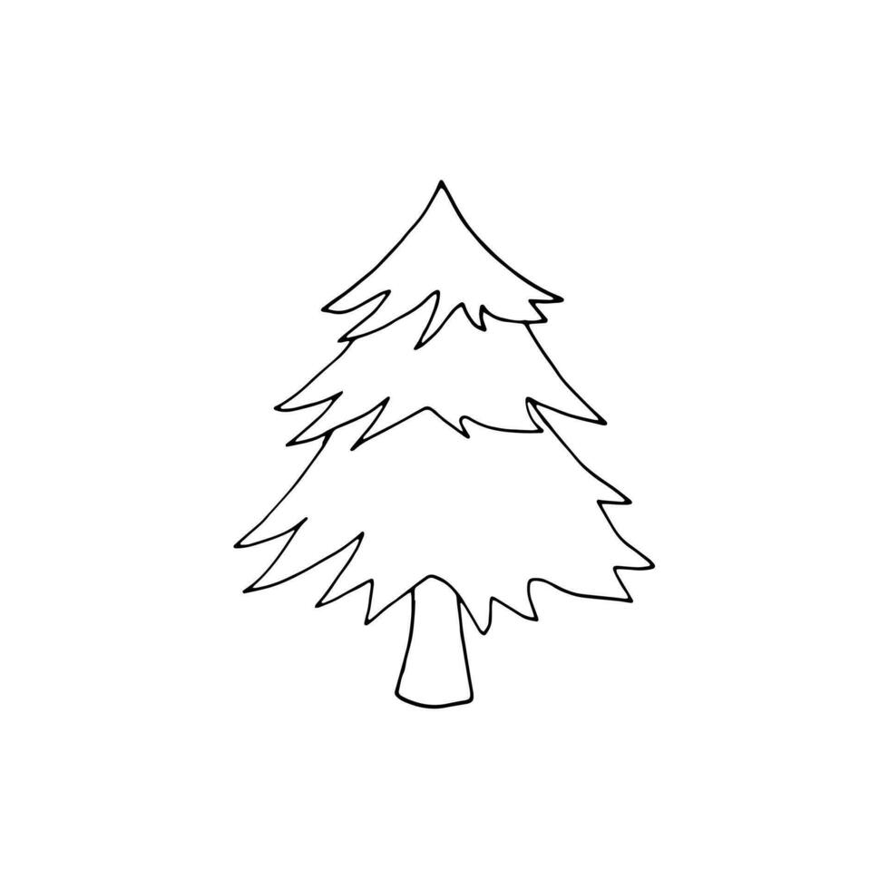 mão desenhado simples natal árvore, linha arte natal símbolo isolado em branco fundo. vetor