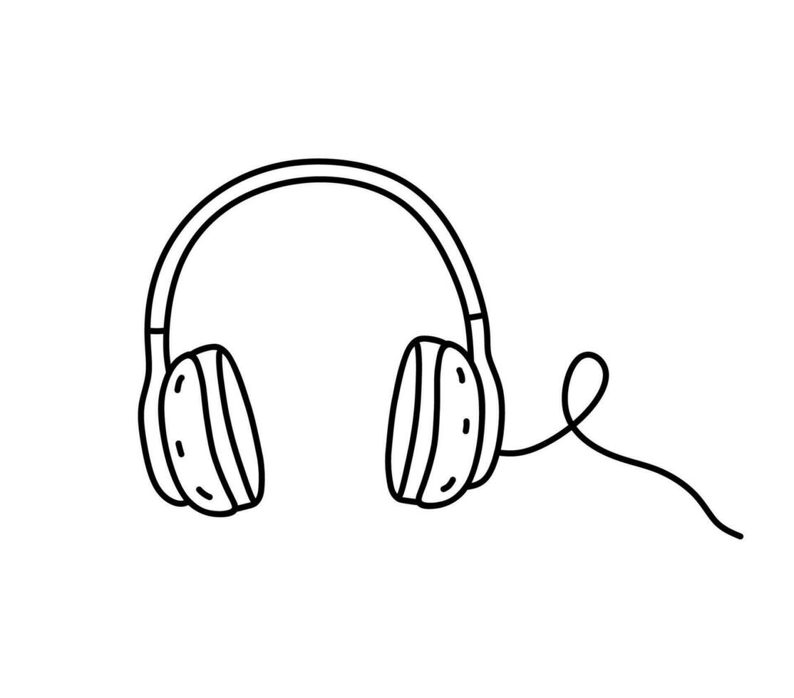 fones de ouvido isolado em branco fundo. vetor desenhado à mão ilustração dentro rabisco estilo. perfeito para cartões, decorações, logotipo, vários projetos.