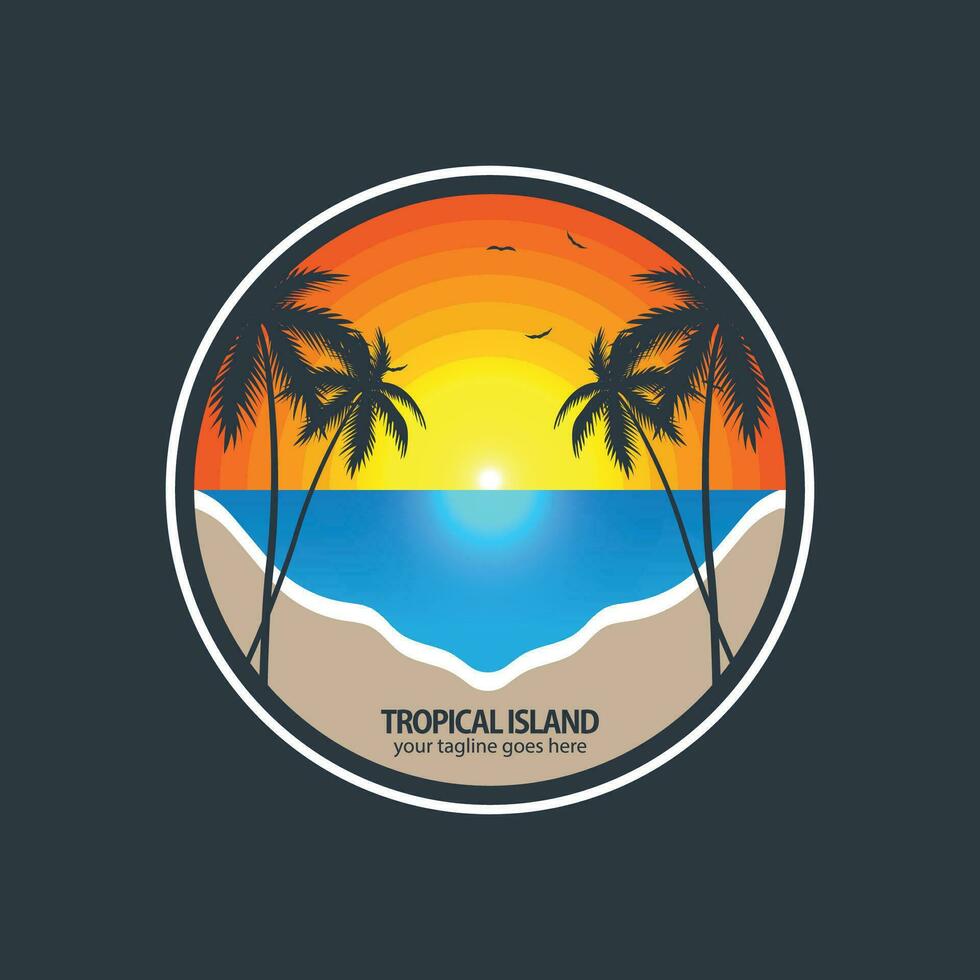 tropical ilha logotipo vetor