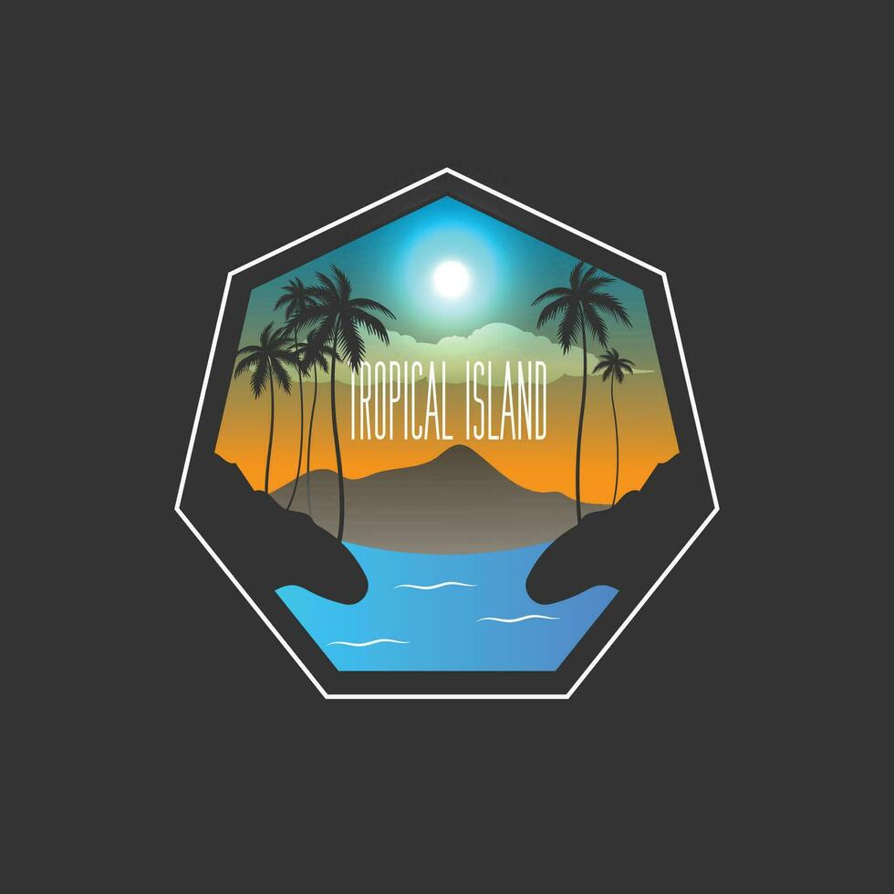 tropical ilha logotipo vetor