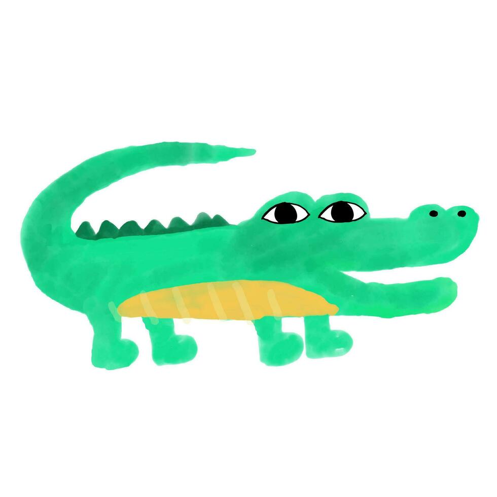 fofa crocodilo aguarela isolado em branco fundo vetor ilustração.