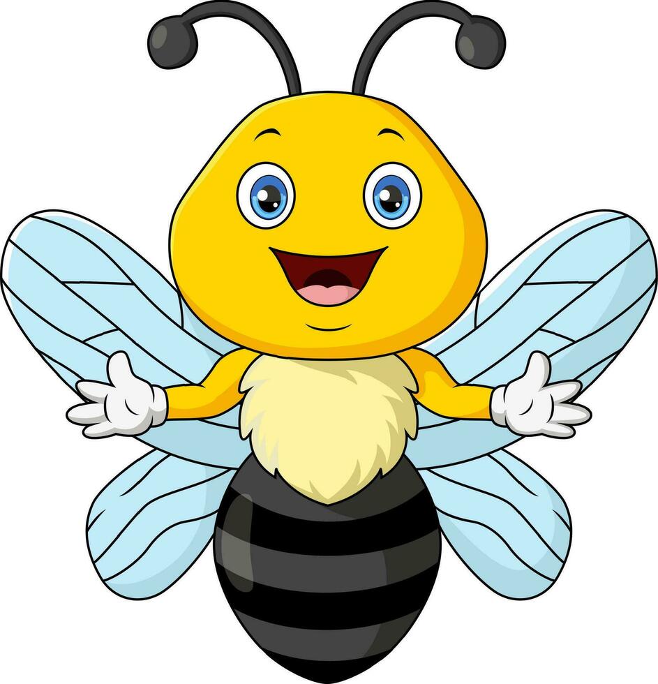 fofa abelha desenho animado em branco fundo vetor