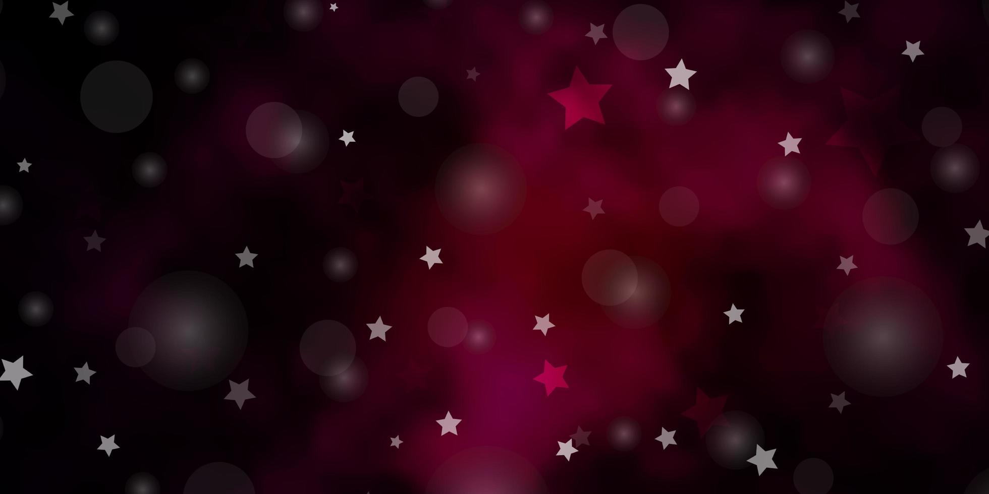 modelo de vetor rosa escuro com círculos, estrelas. desenho abstrato em estilo gradiente com bolhas, estrelas. modelo para cartões de visita, sites.