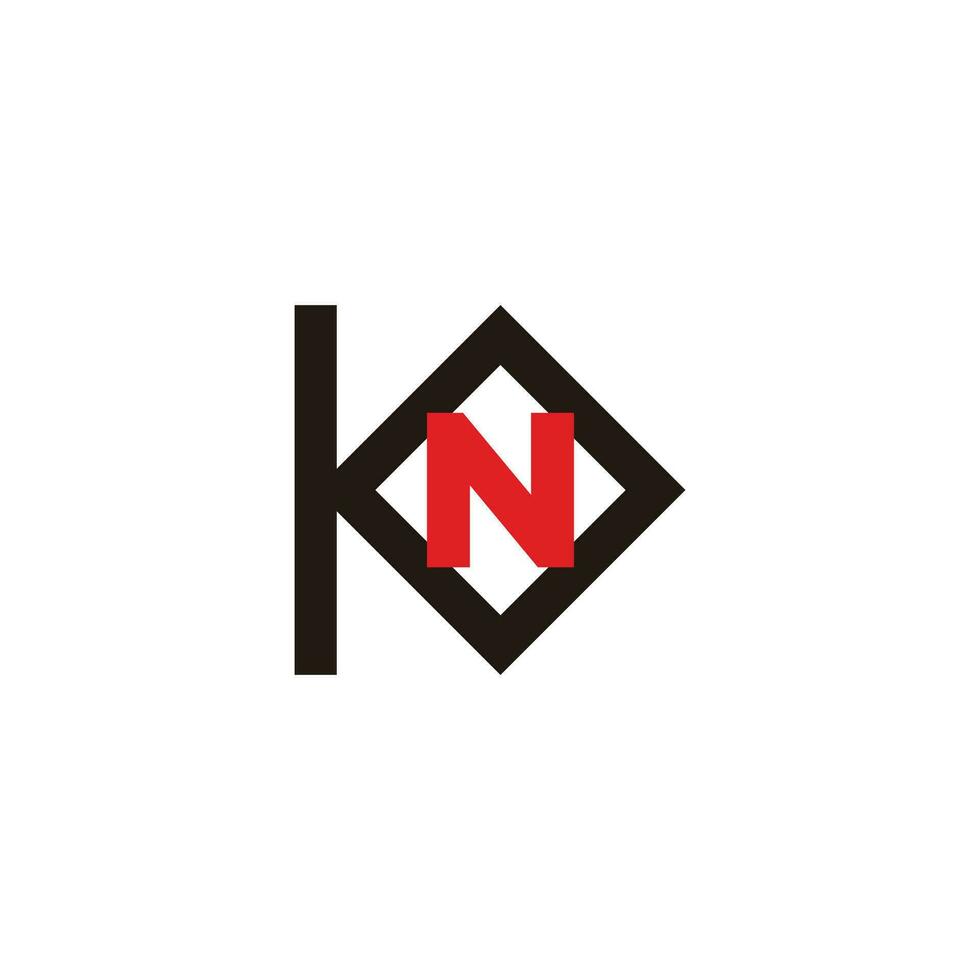 carta kn colorida linha geométrico logotipo vetor